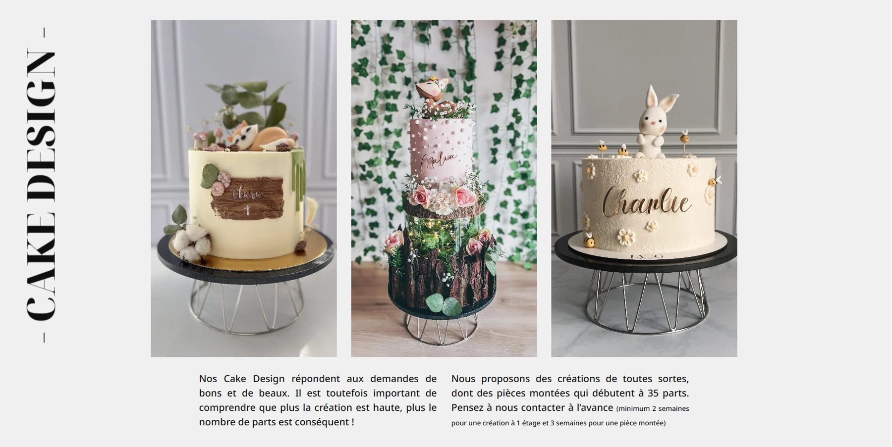 La page Cake Design du site