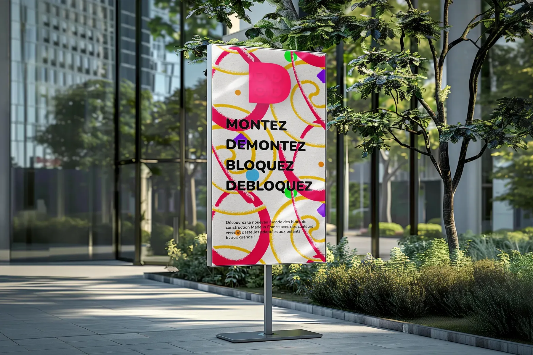 Affiche D-BLOK sur un totem en ville
