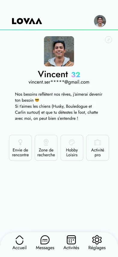Écran Mon compte